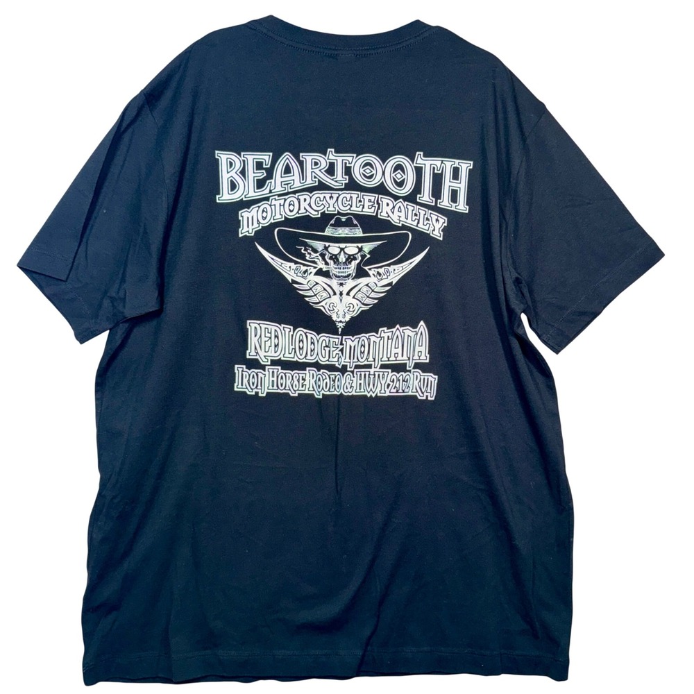 Beartooth Motorcycle Rally T Shirt XL Black Red Lodge Montana‎ Skull Biker Tee - Picture 3 of 5